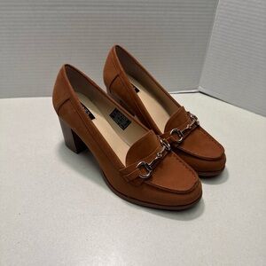 Brown Loafer Jones NY Stacked 3" Heel Shoes "Cyen" New  8.5US New
